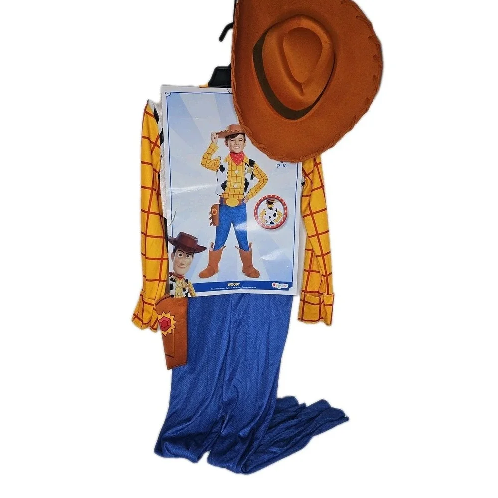 Disney Toy Story Woody Child's Size 7-8 Jumpsuit & Hat New Halloween Dress Up - Picture 1 of 10